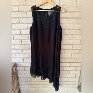 Adrianna Papell Black Asymmetrical Pleated Dress – Size 20W, Sleeveless Dress